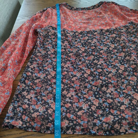 Nanette Lepore floral butterfly sleeves bohemian gypsy saloon pullover blouse M - Picture 15 of 15